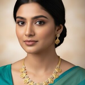 Elegant Gold Plated Necklace and Earring Set ( Brand New)